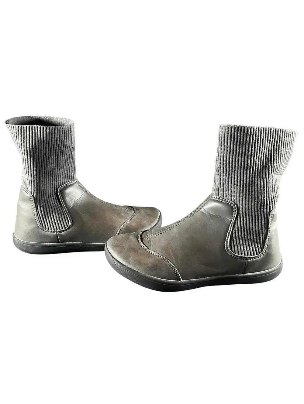 Euro Cyberwear Grey Ribbed Sock Ankle Boots